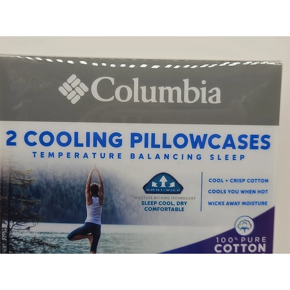 Columbia 2‎ Cooling Pillowcases 300 Thread Count Cotton Standard/Queen New